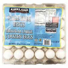 Kirkland Signature Cage-Free Large Eggs, 5 Dozen – 60 Count, Grade A, Farm Fresh, No Antibiotics