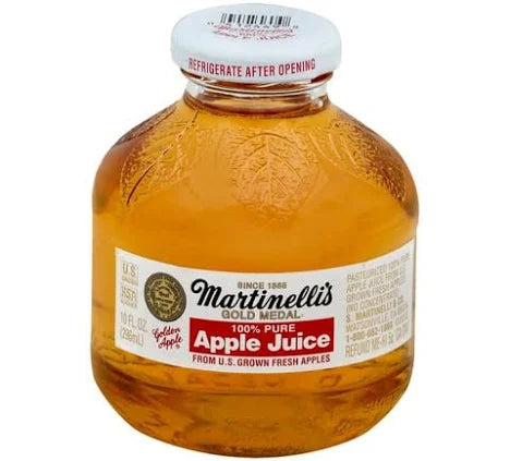 Martinelli's Gold Medal 100% Apple Juice, 10 fl oz Glass Bottles, 24-Count – Pure Juice, No Additives