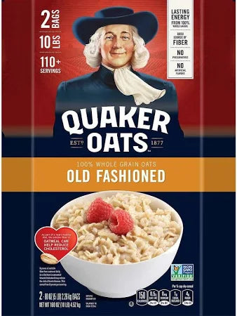 Quaker Old Fashioned Rolled Oats, 10 lbs – 100% Whole Grain, Heart Healthy, High Fiber