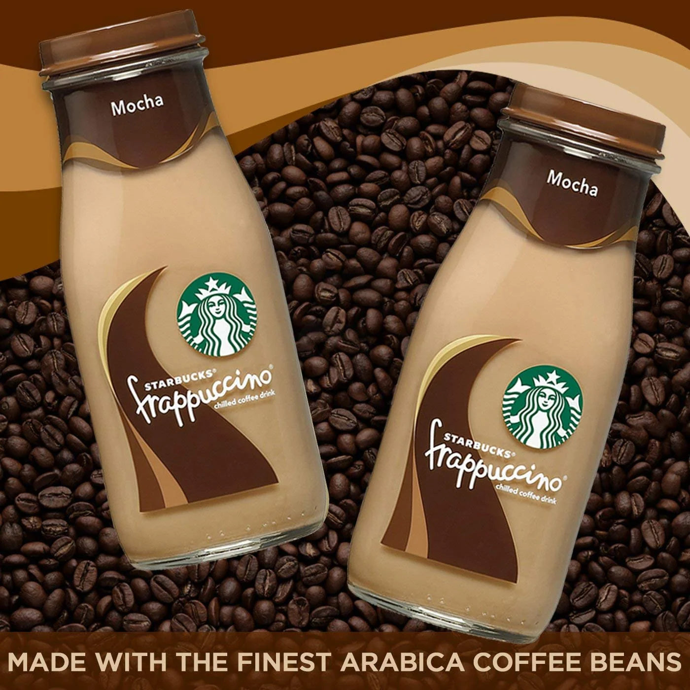 Starbucks Frappuccino Mocha Iced Coffee Drink 9.5 fl oz - 15 Pack Glass Bottles | Ready-to-Drink, Rich Mocha Flavor, Naturally Caffeinated
