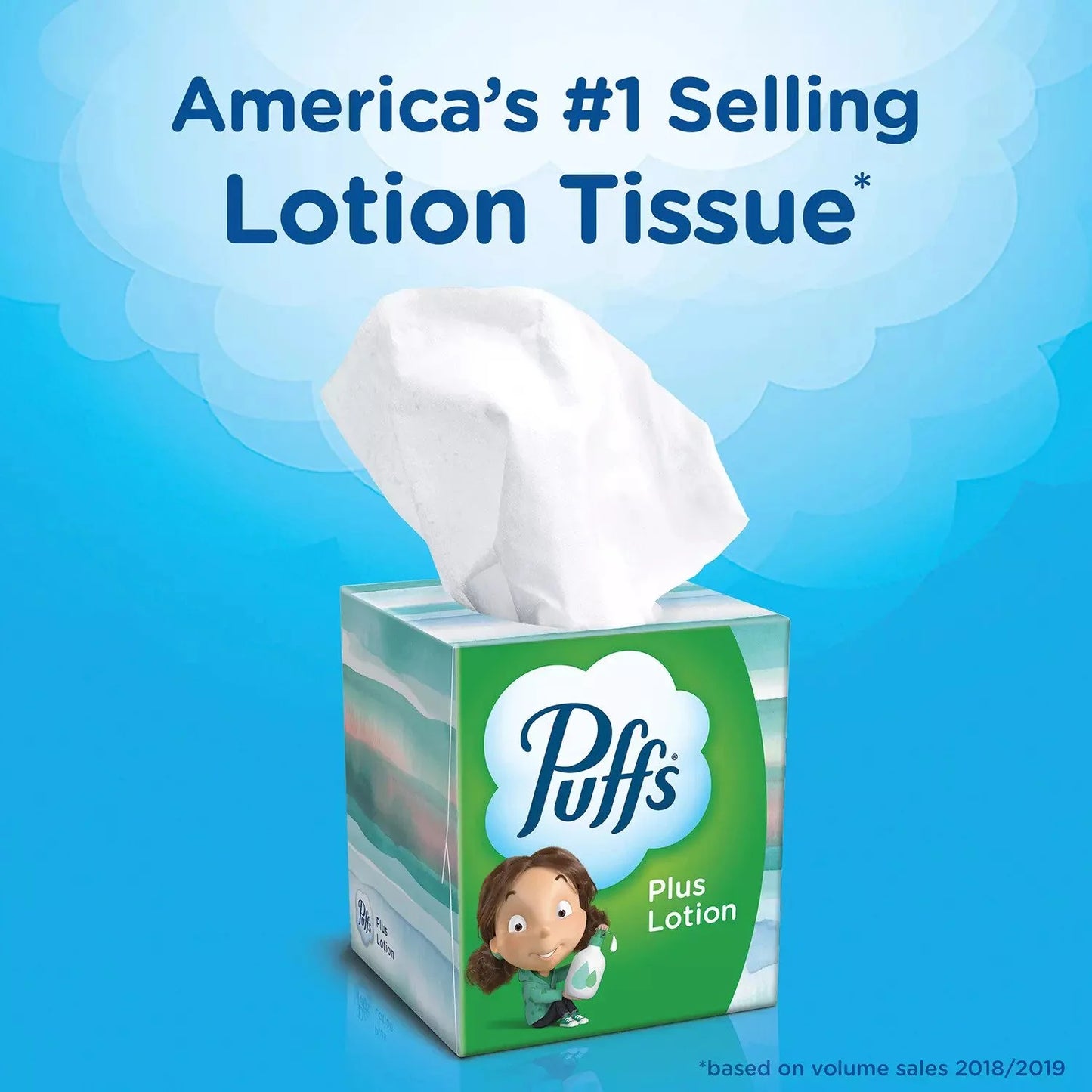 Puffs Plus Lotion Facial Tissues - 72 Tissues per Cube, 12 Mega Cubes | Soft, Moisturizing, Gentle on Skin
