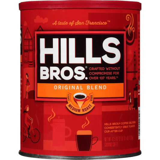 Hills Bros. Original Blend Ground Coffee 42.5 oz – Classic Medium Roast, Rich & Smooth Flavor for Home or Office Brew