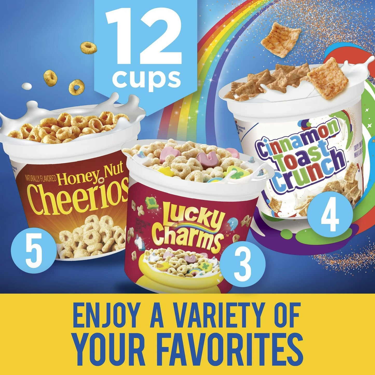 General Mills Cereal Cups Variety Pack, 19.7 oz (12 Cups)