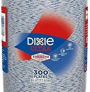 Dixie Ultra Paper Plates, 6-7/8", 300-Count – Strong & Soak-Proof Snack & Dessert Plates for Everyday Use & Parties