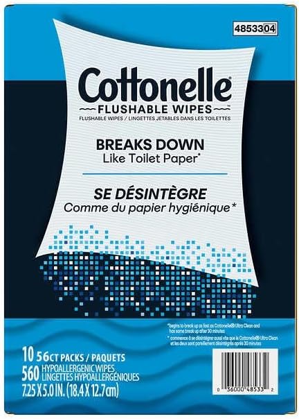 Cottonelle Fresh Care Flushable Wipes – 560 Count | Hypoallergenic, Septic-Safe, Plant-Based Cleansing Wipes