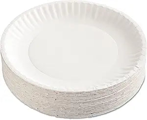 AJM Gold Label Paper Plates, 9", 600-Count – Heavy-Duty Uncoated Disposable Plates for Picnics, Parties & Everyday Use