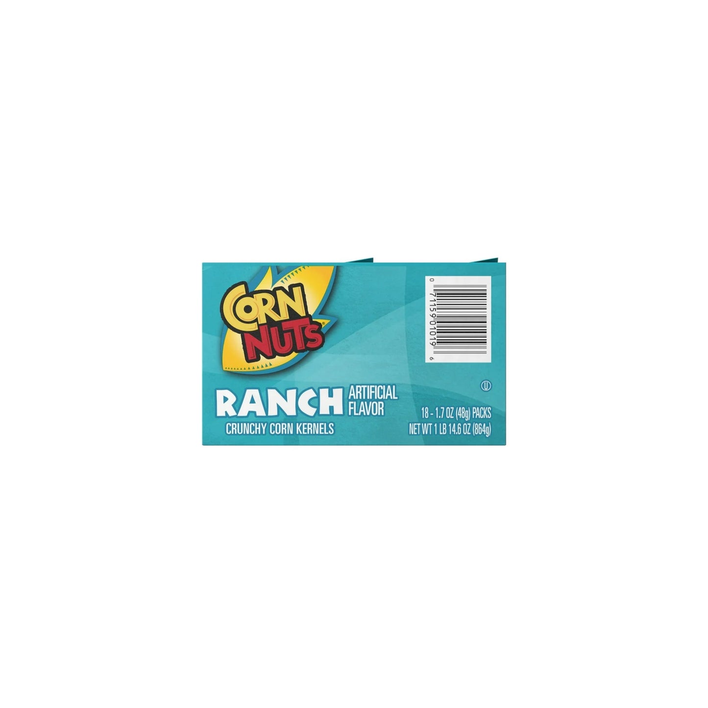CORN NUTS Ranch Crunchy Corn Kernels Flavored Nuts Snack, Shelf-Stable, 1.7 oz Plastic Pouch (Pack of 18)