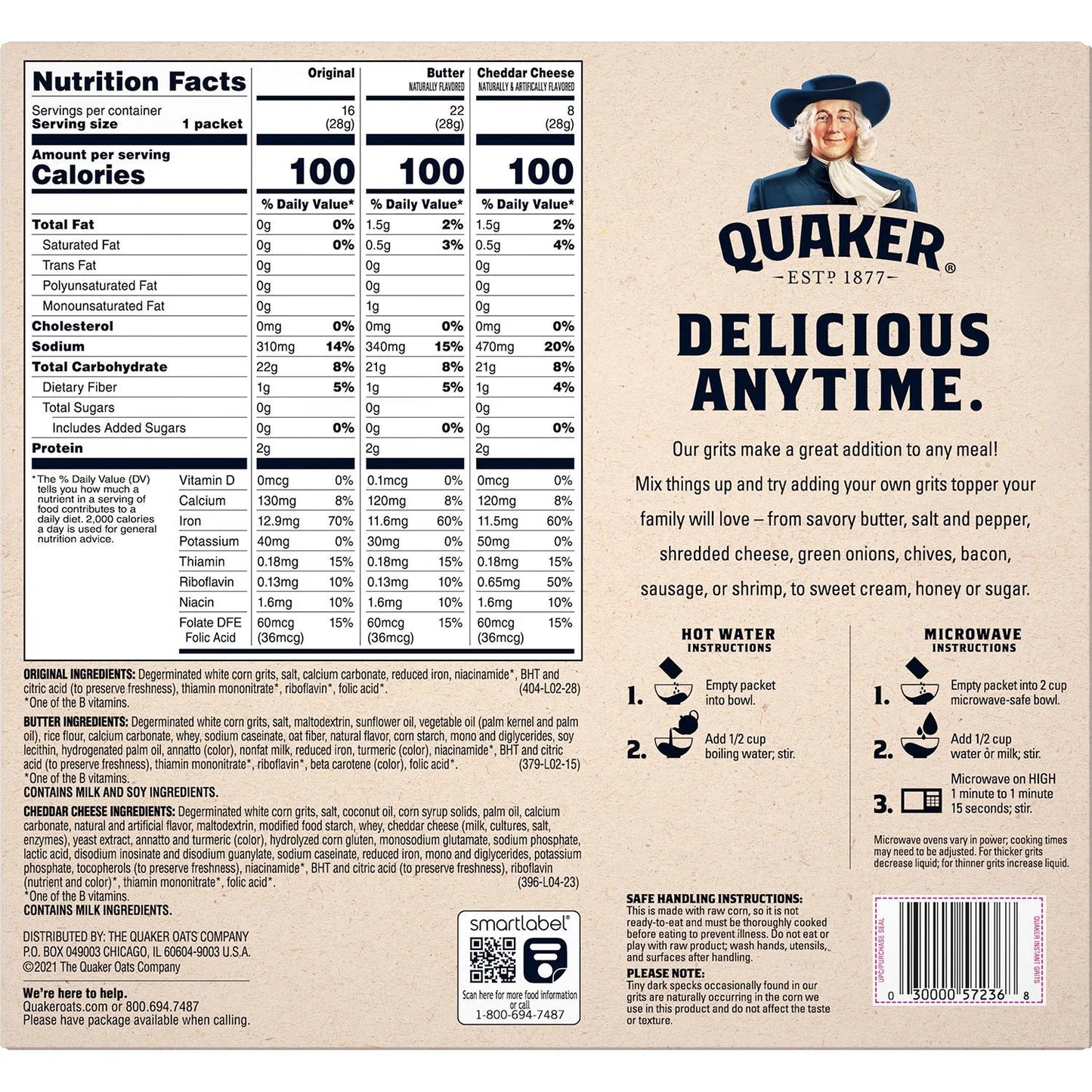 Quaker Instant Oatmeal Variety Pack, 1.51 oz., 52 pk.