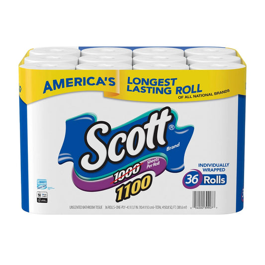 Scott 1100-Sheets,1-Ply Bath Tissue, 36 pk.