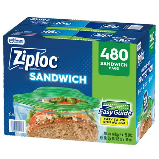 Buy Ziploc Seal Top Sandwich Bags (480-count) at MGgrocery.store – BPA‑free, leak‑resistant bags ideal for snacks, lunches & freezer use. Bulk value & fast delivery!