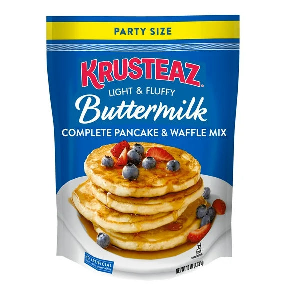 Krusteaz Complete Buttermilk Pancake Mix, 10 lbs – Just Add Water, Fluffy Texture, Family Size