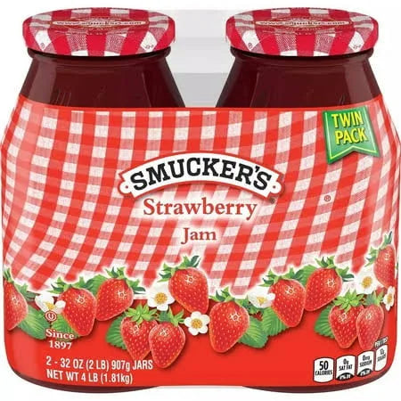 StrawberrSmucker's y Jam – 32 oz Jar (2-Pack) | Kosher, Gluten-Free, No Artificial Preservatives