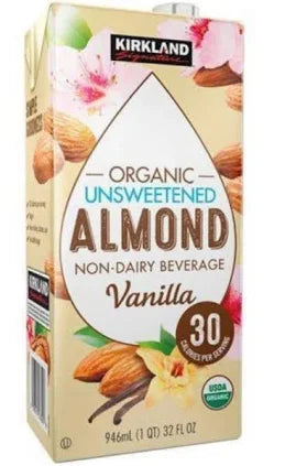 Kirkland Signature Organic Vanilla Almond Beverage, 32 fl oz Cartons, 6‑Pack – Unsweetened, Vegan & USDA Organic