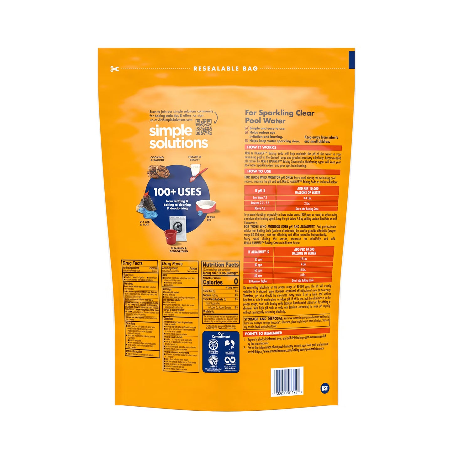 Arm & Hammer Pure Baking Soda – 13.5 lb Resealable Bag | Multi-Purpose Cleaner, Deodorizer & Baking Ingredient