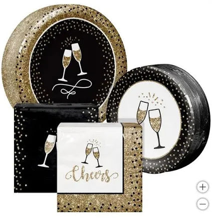 Artstyle Paper Plate & Napkin Bundle, Cheers Celebration, 200-Count – Disposable Party Tableware Set for Birthdays, Holidays & Events