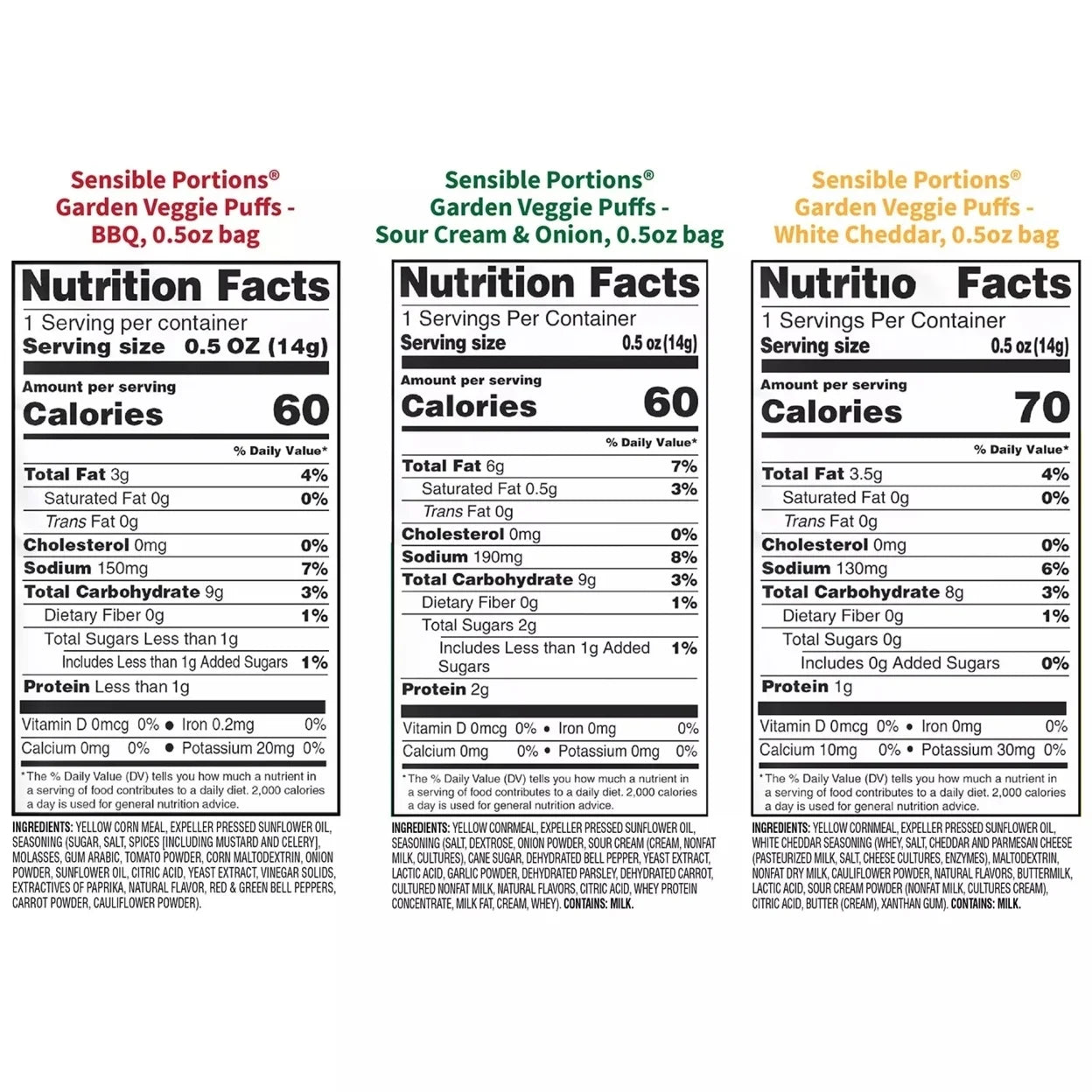 Sensible Portions Garden Veggie Puffs, Variety Pack, 0.5 oz., 30 pk.