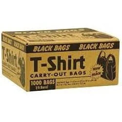 Black T-Shirt Carryout Bags – 1,000 Count | Durable Plastic Grocery & Retail Bags, Disposable & Recyclable
