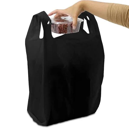 Black T-Shirt Carryout Bags – 1,000 Count | Durable Plastic Grocery & Retail Bags, Disposable & Recyclable