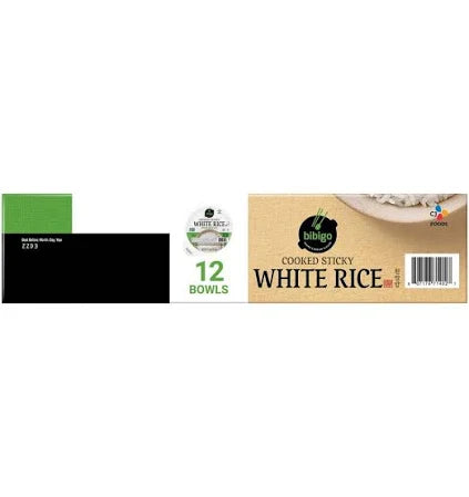 Bibigo Cooked Sticky White Rice Bowls 7.4 oz, 12-Count | Ready-to-Eat Medium Grain Rice