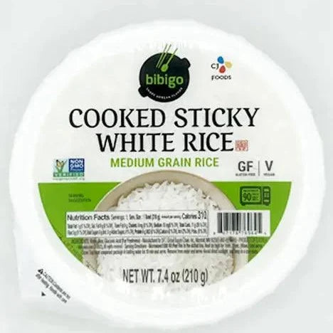 Bibigo Cooked Sticky White Rice Bowls 7.4 oz, 12-Count | Ready-to-Eat Medium Grain Rice