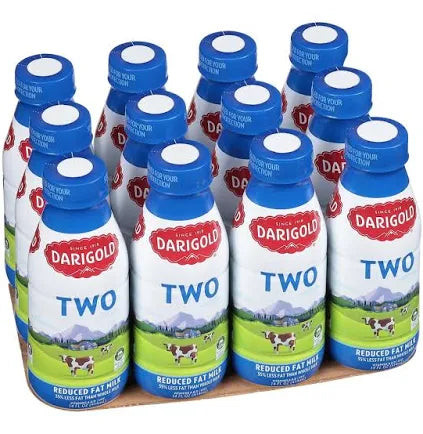 Darigold 2% Reduced Fat Milk, 12-Pack (14 fl oz Each) – Grade A, High Protein, Calcium-Rich, Shelf-Stable