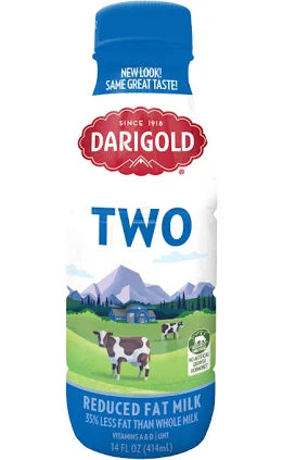 Darigold 2% Reduced Fat Milk, 12-Pack (14 fl oz Each) – Grade A, High Protein, Calcium-Rich, Shelf-Stable