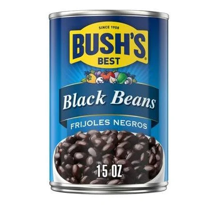 Bush’s Black Beans 15 oz Cans (Pack of 6) – Ready-to-Use, High-Protein, Fiber-Rich Canned Beans for Cooking & Meals