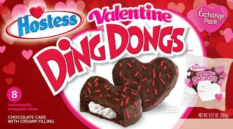 Hostess Valentine Ding Dongs – 1.16 oz, 32 Pack | Individually Wrapped Chocolate Cakes with Creamy Filling, Limited Edition