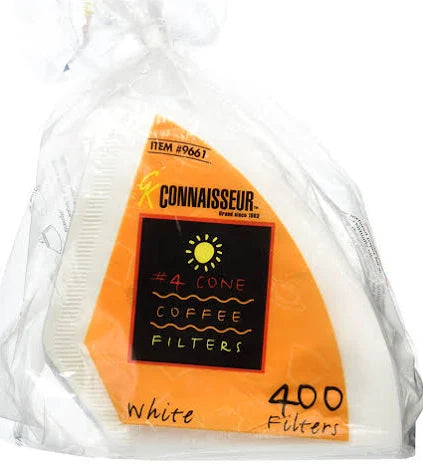 Connaisseur #4 Cone Coffee Filters, 400-Count – Bleach-Free, Fits All #4 Drip Brewers