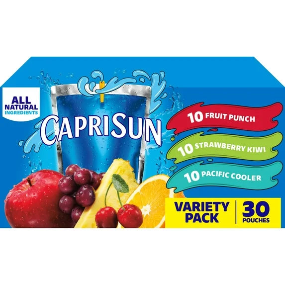 Capri Sun 100% Juice Variety Pack, 6 fl oz, 40 Pouches – No Added Sugar, 100% Real Juice