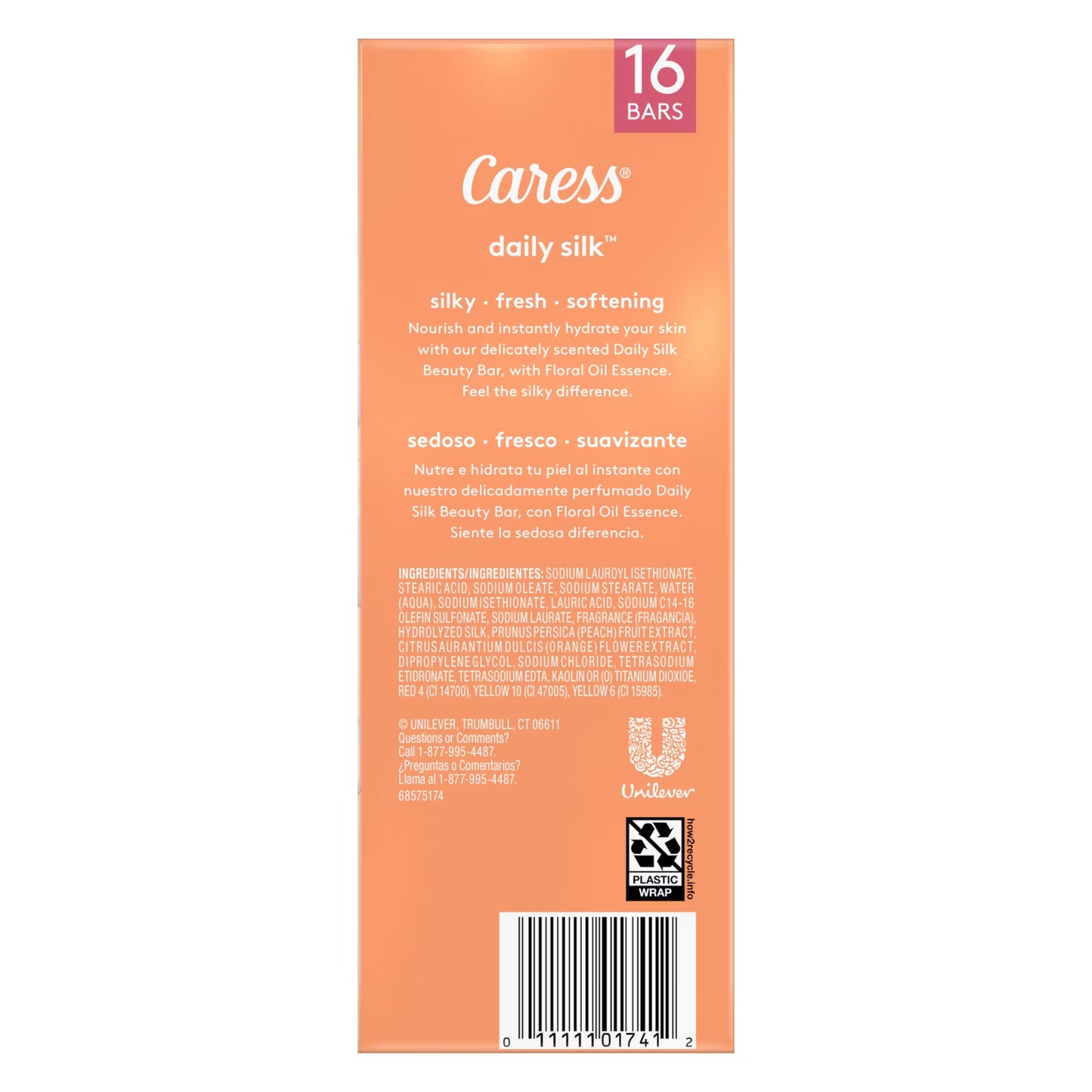 Caress Daily Silk Bar Soap 3.75 oz (16 Pack) – White Peach & Orange Blossom, Moisturizing & Silky Smooth Skin