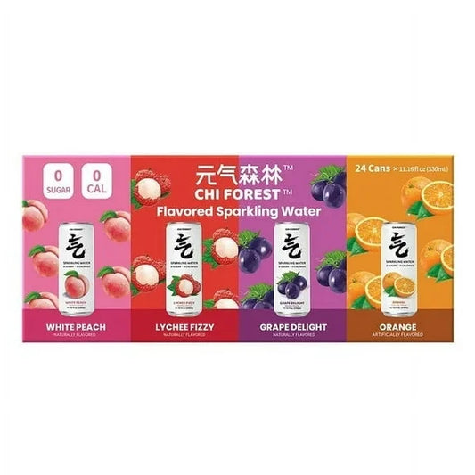 Chi Forest Sparkling Water Variety Pack, 11.15 oz Cans, 24-Count – Zero Sugar, Fruity, Lightly Carbonated