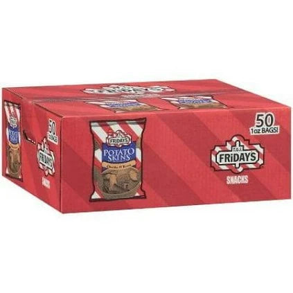 TGI Friday’s Potato Skins Cheddar & Bacon – Crunchy Snack Chips with Real Potato, Cheese & Smoky Bacon Flavor