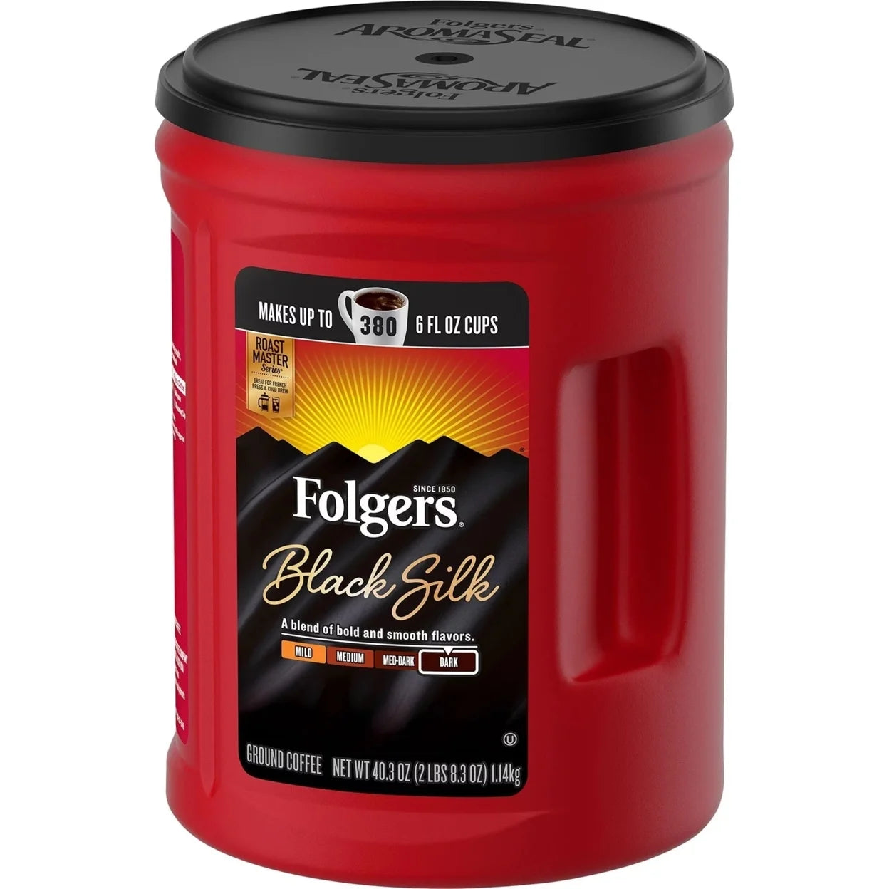 Folgers Black Silk Ground Coffee – 40.3 oz | Dark Roast, Bold Flavor, 100% Arabica