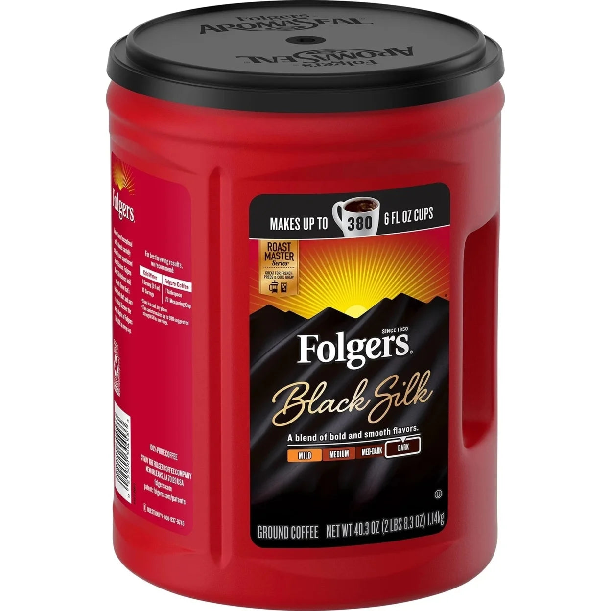 Folgers Black Silk Ground Coffee – 40.3 oz | Dark Roast, Bold Flavor, 100% Arabica
