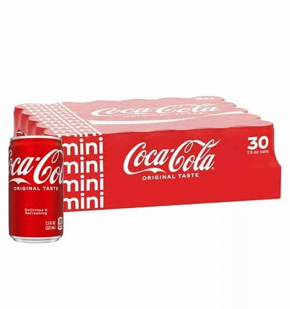 Coca-Cola Mini Cans, 7.5 fl oz, 30-Count – Classic Taste, Perfect Portion, Original Formula