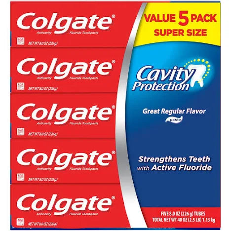 Colgate Cavity Protection Toothpaste with Fluoride, Regular Flavor, 8 oz., 5 pk.
