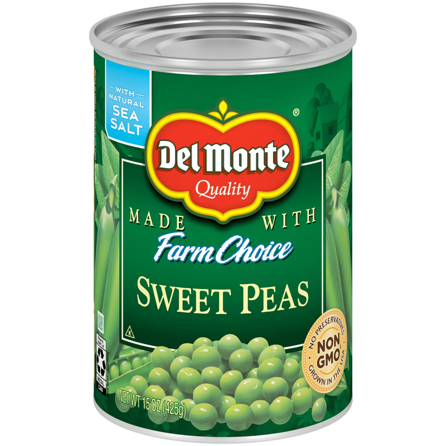 Del Monte Canned Sweet Peas 105 oz Can – Tender, Naturally Sweet, Ready-to-Serve Vegetable for Bulk Use