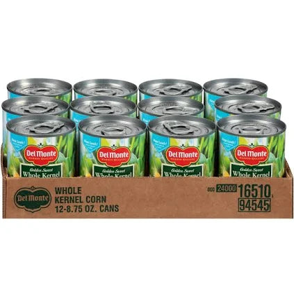 Del Monte Golden Sweet Whole Kernel Corn 15.25 oz Cans (8 Pack) – Crisp, Sweet Corn for Cooking & Meals