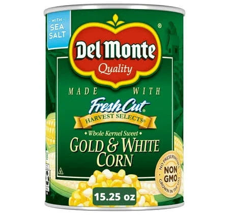 Del Monte Golden Sweet Whole Kernel Corn 15.25 oz Cans (8 Pack) – Crisp, Sweet Corn for Cooking & Meals