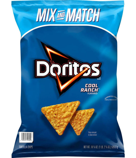 Doritos Cool Ranch Tortilla Chips – 18.38 oz Bag | Bold & Zesty Flavor, Crunchy Texture, Perfect for Snacking & Parties