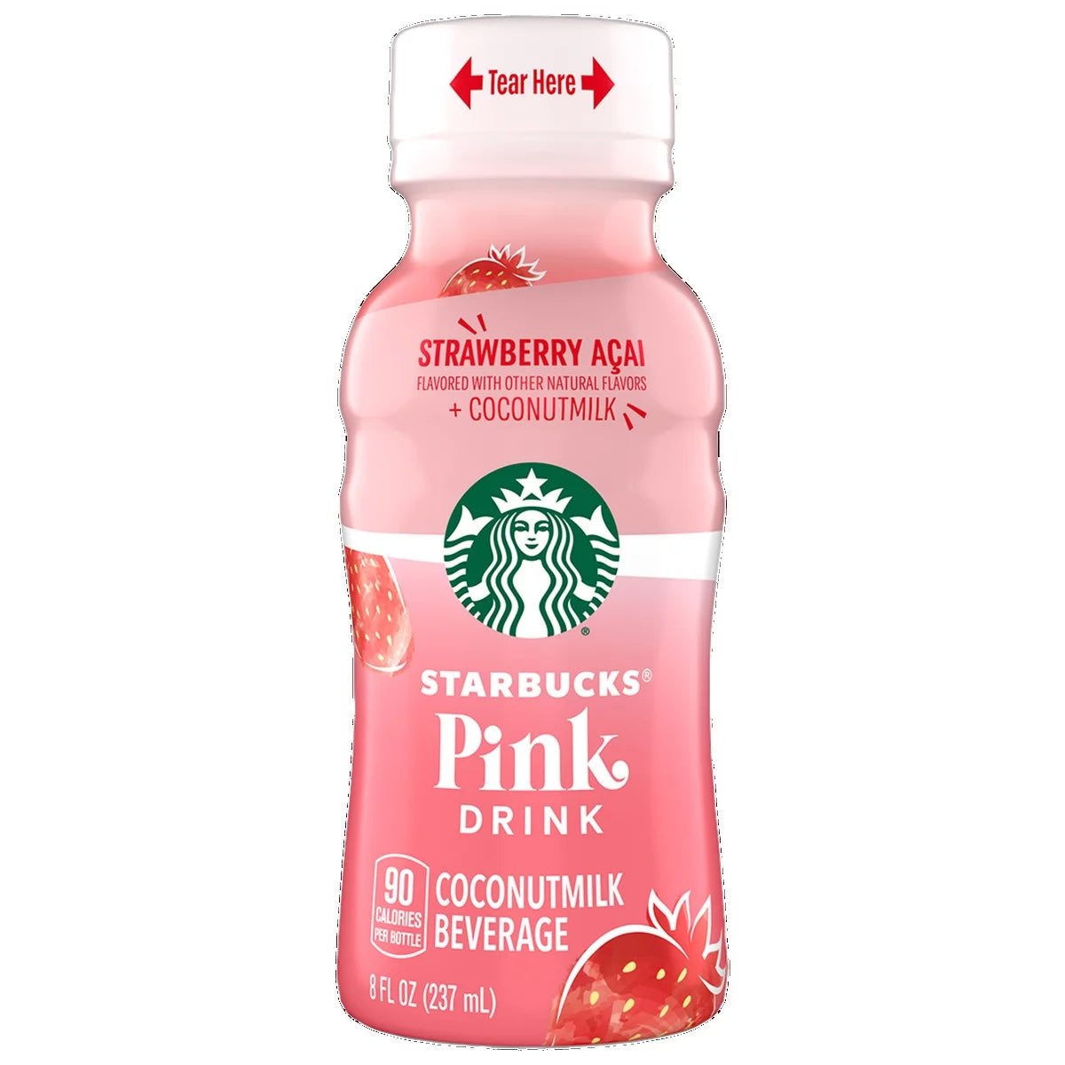Starbucks Pink Drink with Coconutmilk, 8 fl oz Cans, 12-Count – Strawberry Açaí Refreshment