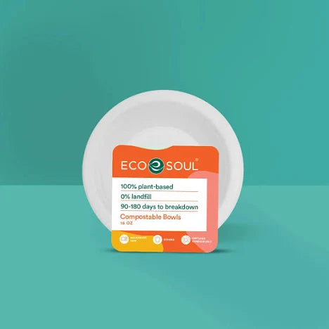 EcoSoul Compostable 16 oz Bowls, 400-Count – Biodegradable Sugarcane Bagasse Bowls for Hot & Cold Foods, Eco-Friendly Disposable Bowls for Parties & Everyday Use
