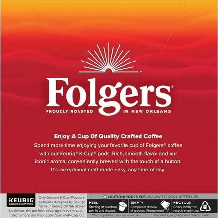 Folgers Classic Roast Coffee K-Cup Pods – 100 Count | Medium Roast, Keurig Compatible, Smooth & Rich Flavor