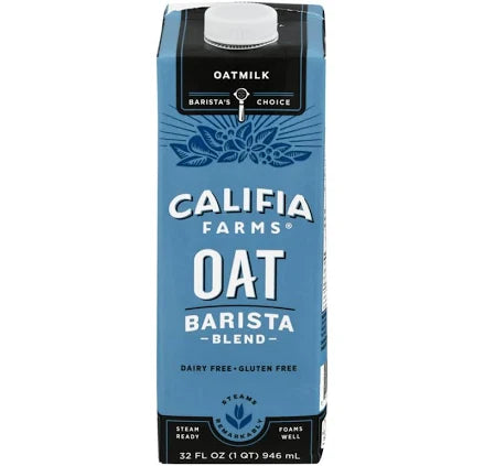 Califia Farms Café Oat Milk, 32 fl oz Cartons, 6‑Pack – Creamy Barista-Style, Dairy-Free & Vegan