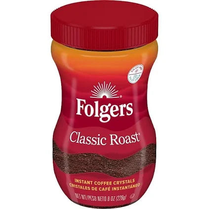 Folgers Classic Roast Instant Coffee Crystals – 16 oz | Rich, Smooth, Fast-Dissolving Coffee