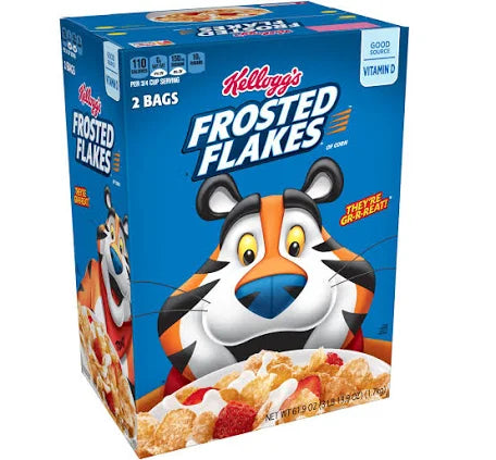 Kellogg's Frosted Flakes Cereal, 2-Pack (30.95 oz Each) – Family Size, Crunchy Corn Cereal, Fortified with Vitamins