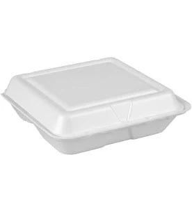 Hefty 3-Compartment Foam Hinged Lid Containers – 125 Count | Durable, Leak-Resistant Food Storage