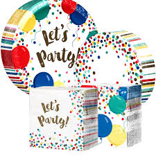 Artstyle Paper Plate & Napkin Bundle, Confetti Celebration, 200-Count – Colorful Disposable Tableware Set for Birthdays, Parties & Events
