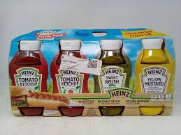 Heinz Ketchup, Relish, Mustard Picnic Pack, 4-Count - Classic Condiments for Every Meal
